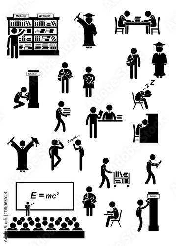 Piktogramme zum Thema Universität und Bildung