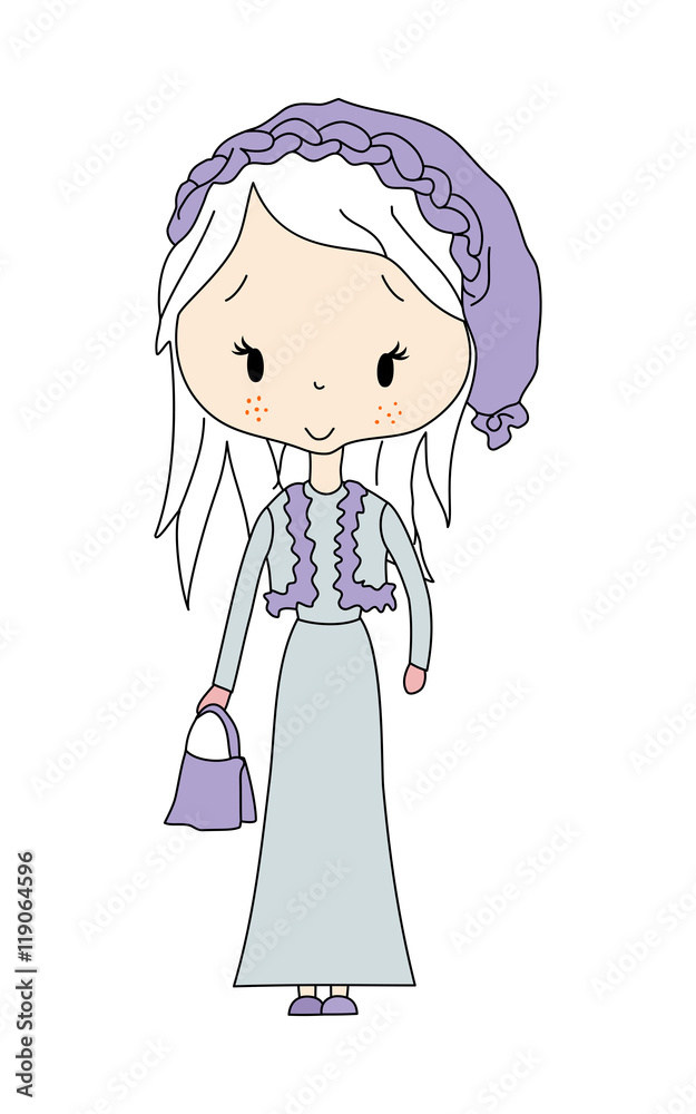 Vector illustration of fashion long hair girl with dress Vector illustration of fashion long hair girl with dress