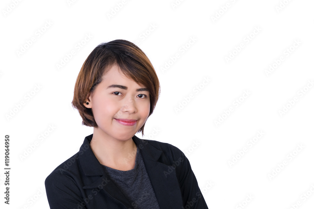 Beautiful smart young asian lady on white background concept for smart people Beautiful smart young asian lady on white background concept for smart people