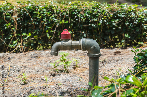 The faucet in the garden