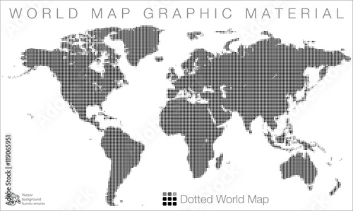 World Map #Vector Illustration, Halftone Dot Pattern