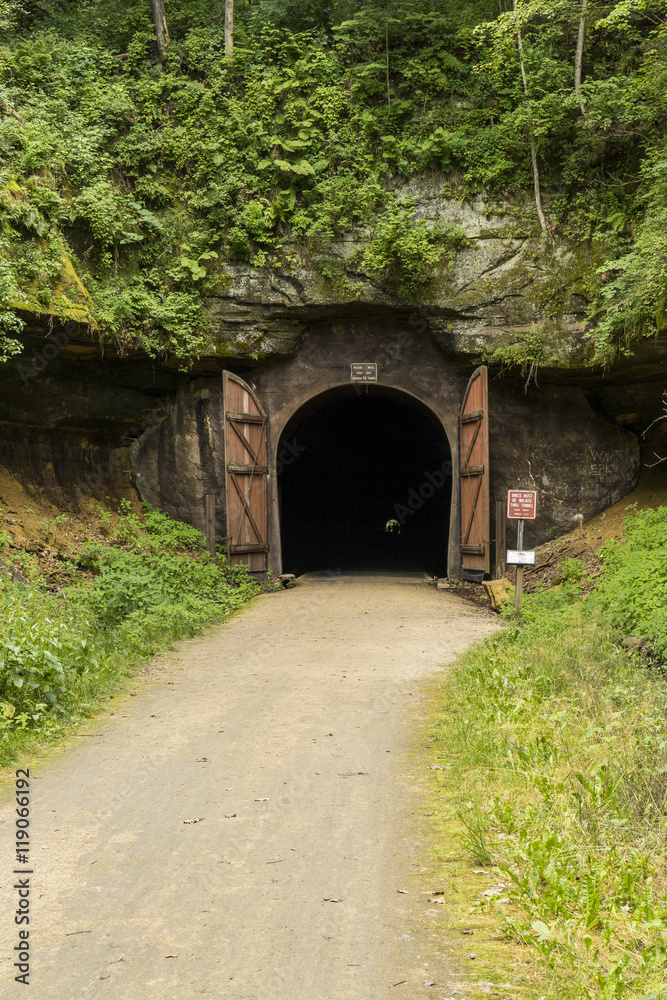 Bike Trail Tunnel / A bike trail passing through a former railroad tunnel. Bike Trail Tunnel / A bike trail passing through a former railroad tunnel.