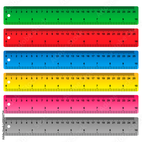 Ruler in centimeters, millimeters and inches