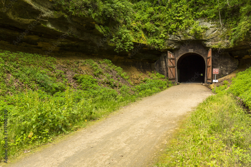 Bike Trail Tunnel / A bike trail passing through a former railroad tunnel. Bike Trail Tunnel / A bike trail passing through a former railroad tunnel.