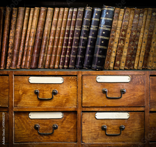 Vintage, antiquarian books. Retro background.