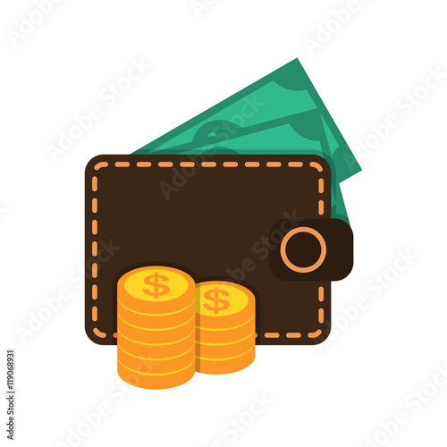 Wallet with money and coins