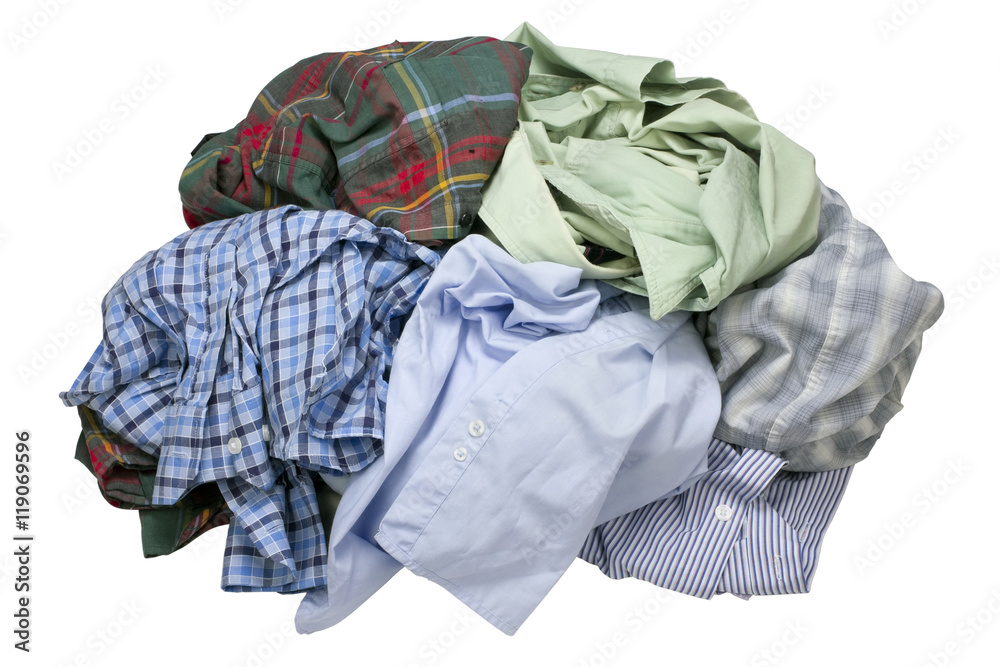 Crumpled but washed simple men's shirts Crumpled but washed simple men's shirts