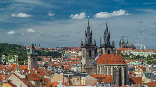 Wallpaper Mural View from the height Powder Tower in Prague timelapse. Historical and cultural monument Torontodigital.ca