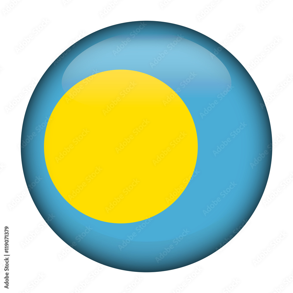 Round glossy Button with flag of Palau