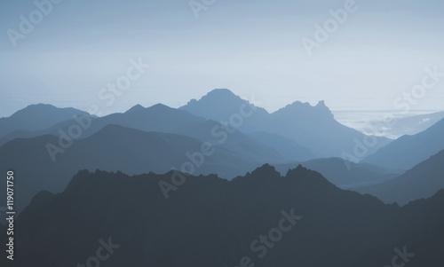 Fototapeta Naklejka Na Ścianę i Meble -  View of blue mountains abstract background. waves