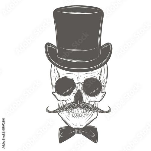Skull vector. Gentleman skull