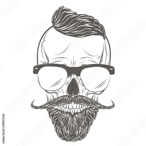 Hipster Skull vector. Gentleman skull