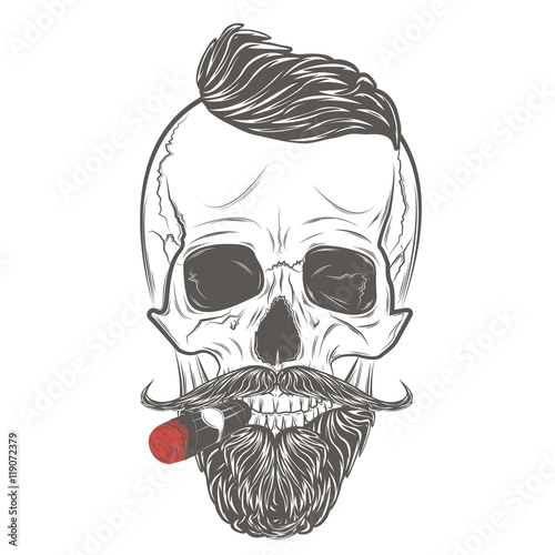 Hipster Skull vector. Gentleman skull
