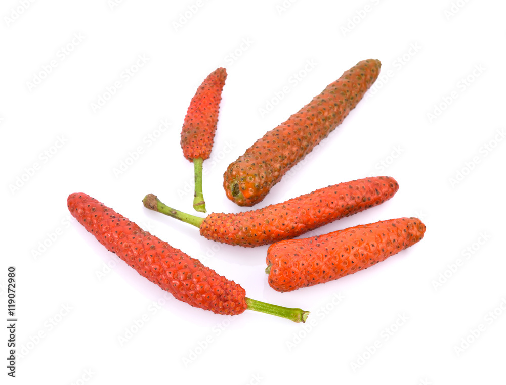 Long pepper or Piper longum isolated on white background Long pepper or Piper longum isolated on white background