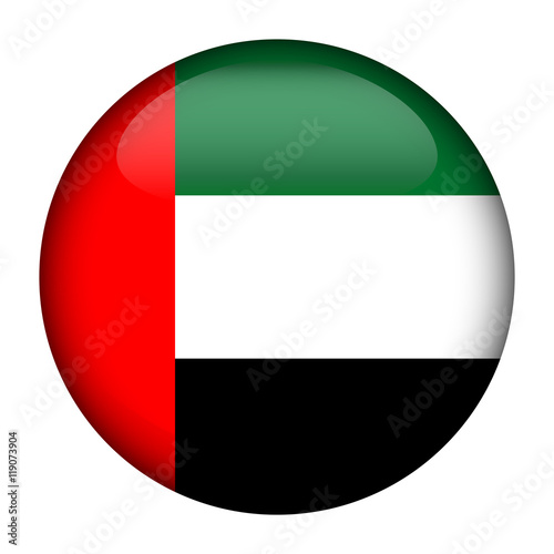 Round glossy Button with flag of Arab Emirates