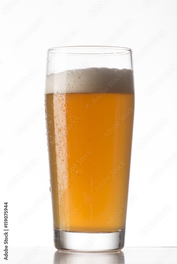 glass of beer on white background glass of beer on white background