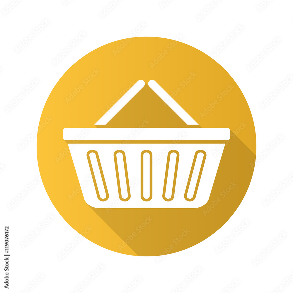 Supermarket basket flat design long shadow icon Supermarket basket flat design long shadow icon