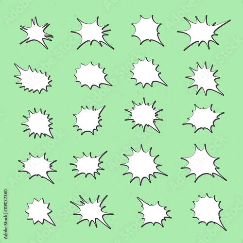 Speech bubbles and explosion, pop part. Think cloud, comic book