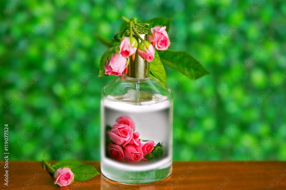 Parfume bottles with rose Parfume bottles with rose