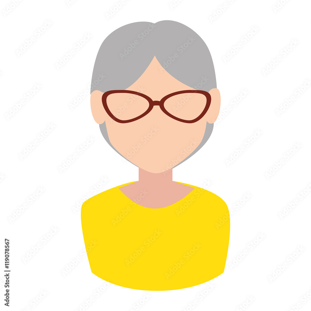 grandmother face old lady female glasses avatar vector illustration grandmother face old lady female glasses avatar vector illustration