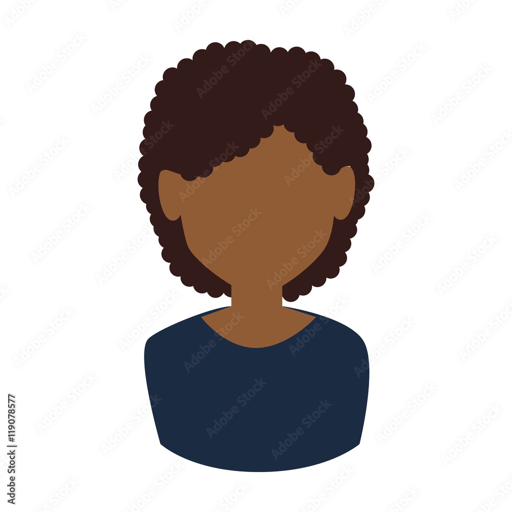 afro woman avatar face head female person vector illustration