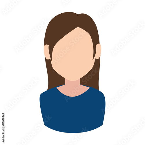 woman face girl female person blue tshirt human vector illustration