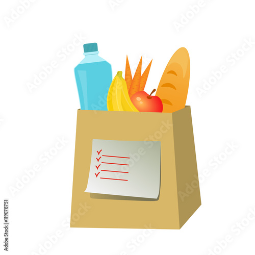 Paper bag with fresh food