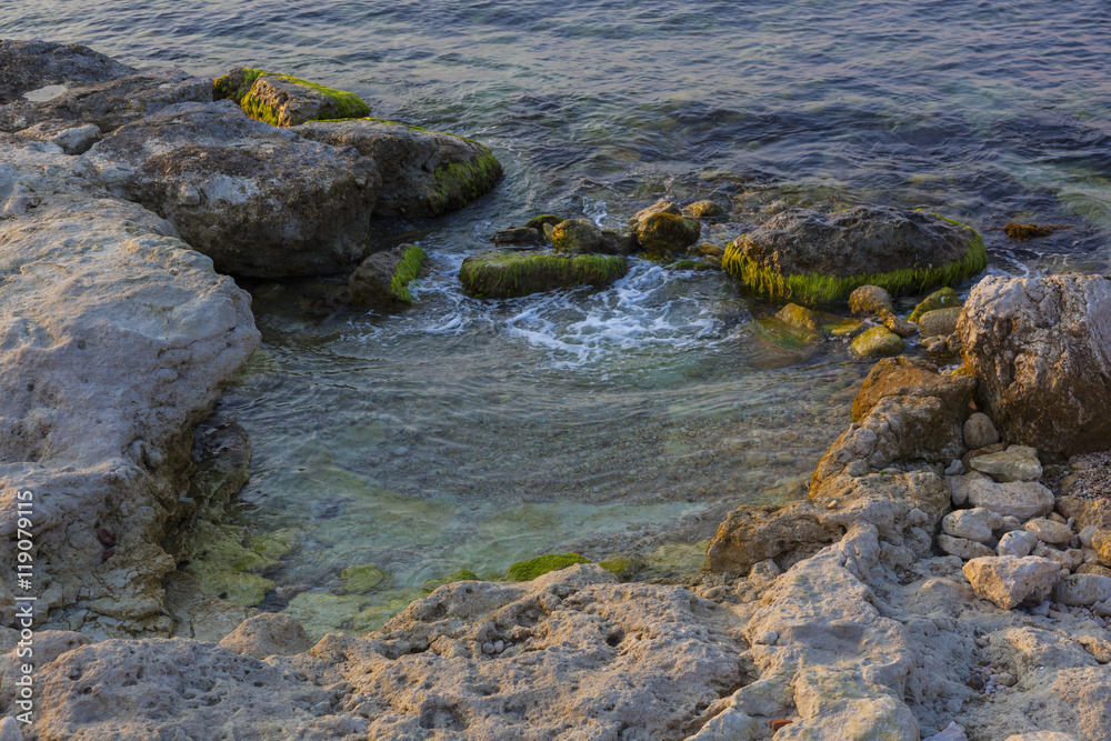 Stone Beach and blue sea Stone Beach and blue sea