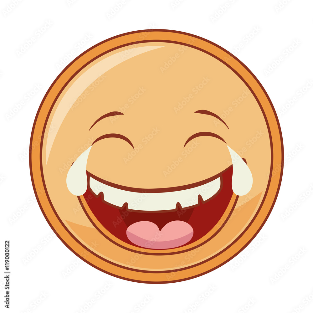 emoticon cartoon expression of feelings and emotions laugh vector illustration