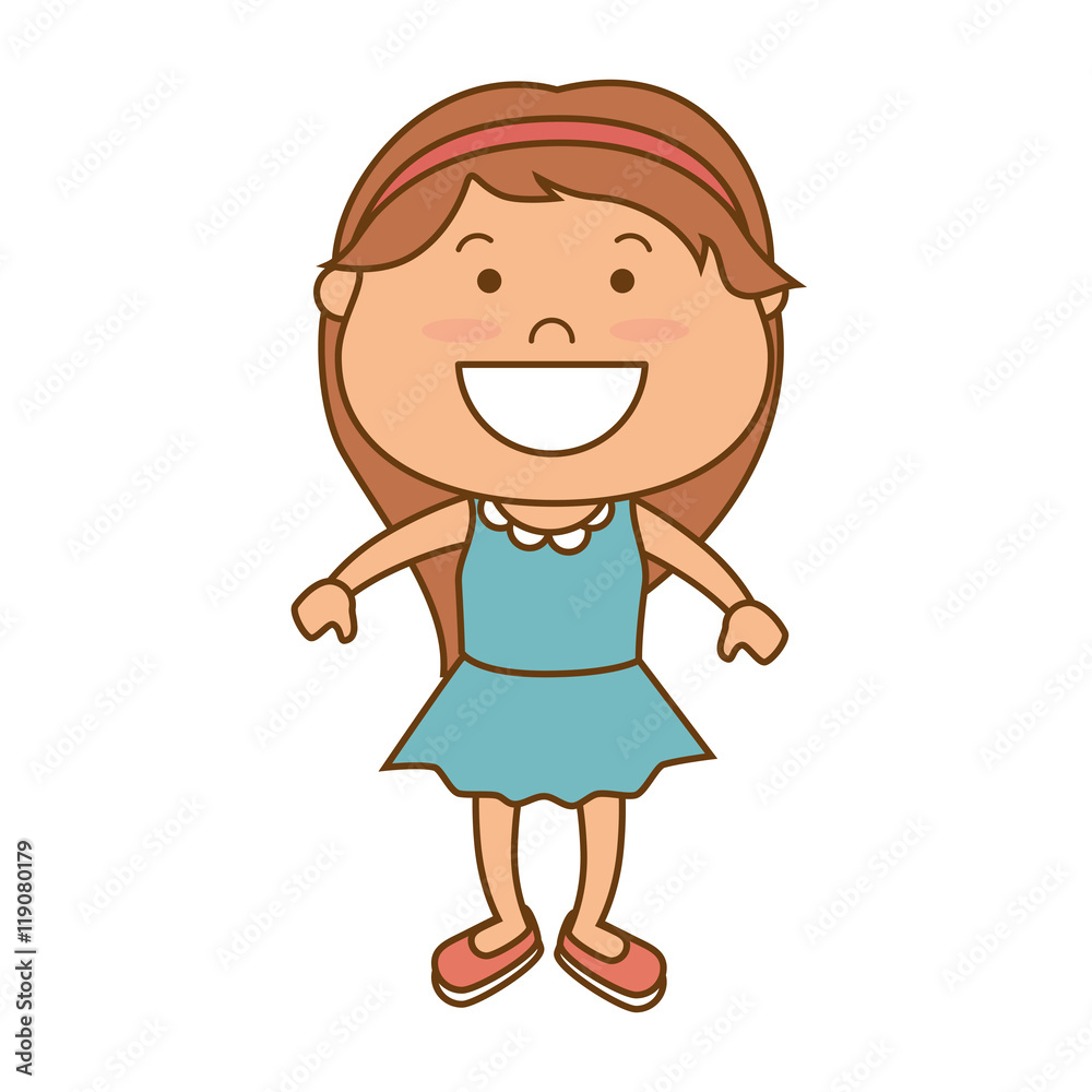 little girl smiling smile hapiness kid child cute fun vector illustration