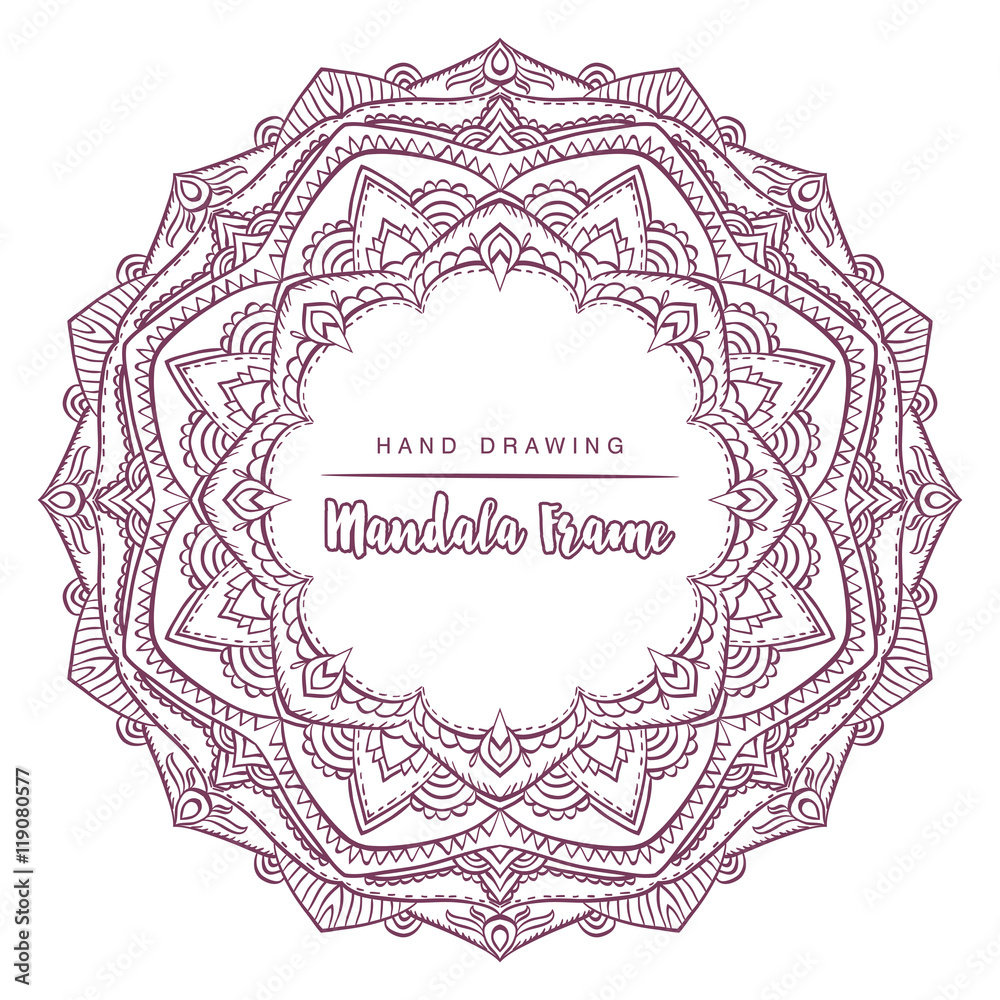 Vector mandala for coloring with floral decorative elements. Pat - obrazy, fototapety, plakaty 