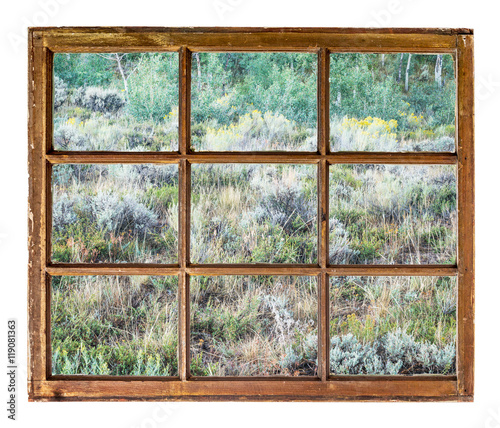 Colorado mountain tapestry window view