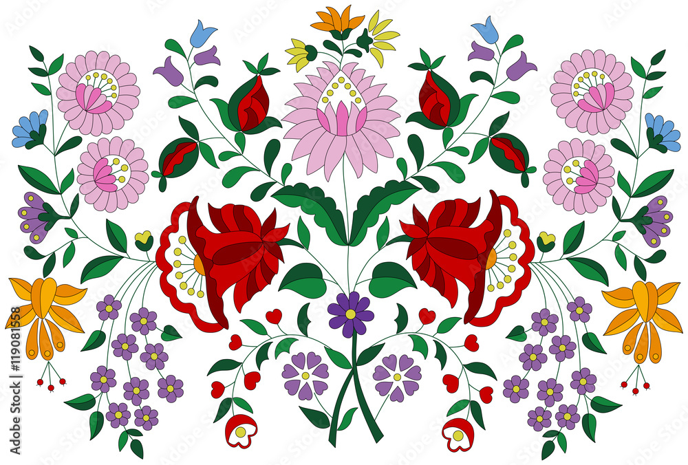 Hungarian embroidery folk pattern from Kalocsa region