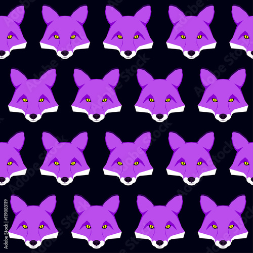 Cartoon abstract purple fox seamless pattern background