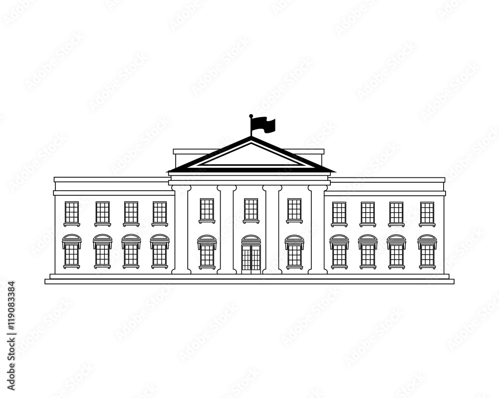 white house building in washington dc united states of america usa vector illustration