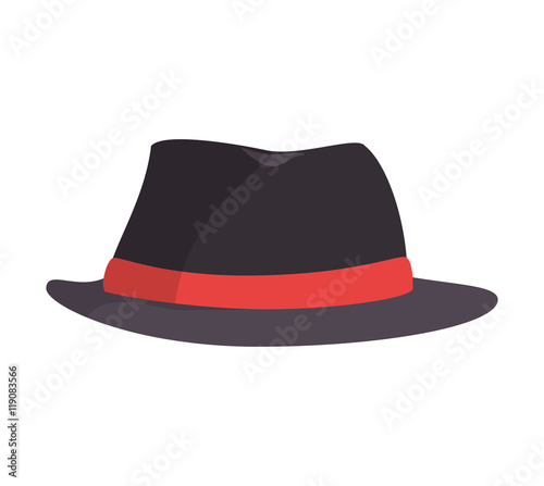 black vintage hat label red clothing accesory style vector illustration
