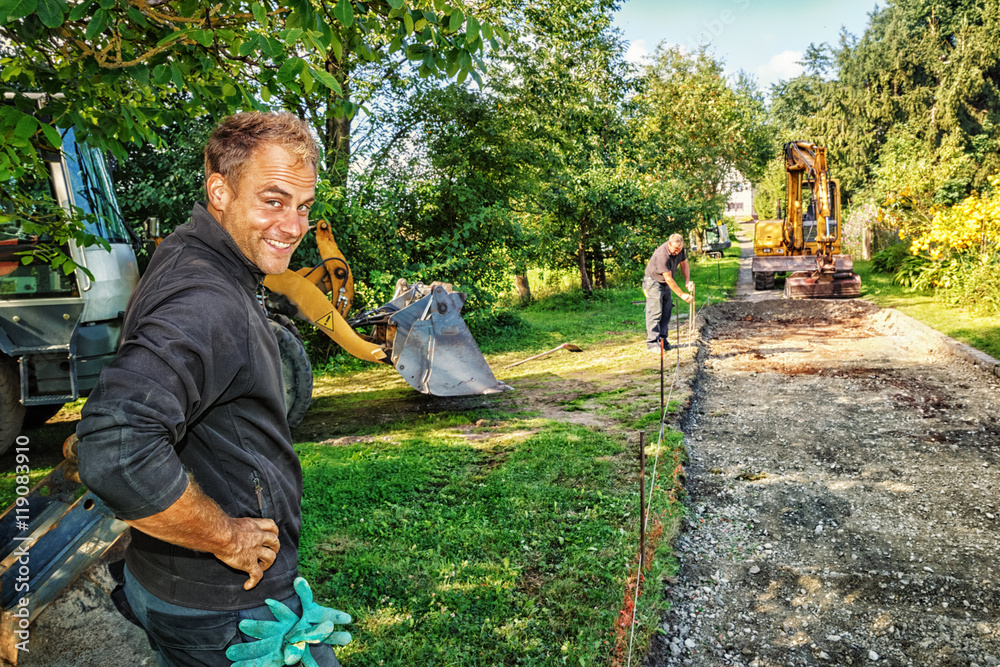 Preparing the Paving, Setting up String Lines Stock Photo Adobe Stock