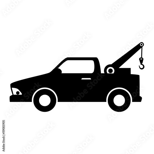 car towing truck tow service vehicle silhouette vector illustration
