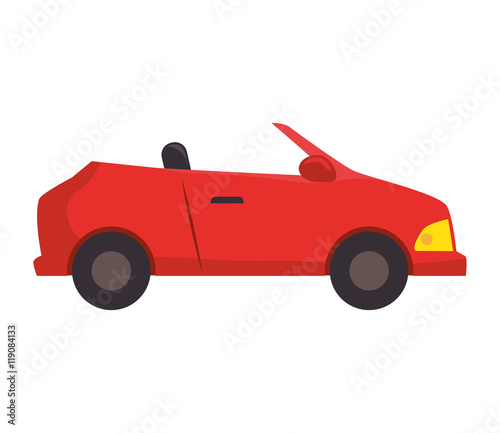 red sport car vehicle transportation automobile side view vector illustration