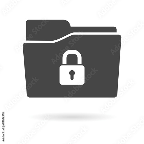 Isolated file folder icon with a lock pad