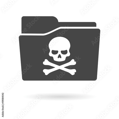 Isolated file folder icon with a skull