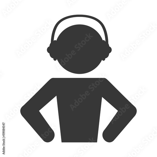 man listening music headphone technology and electronic device vector illustration