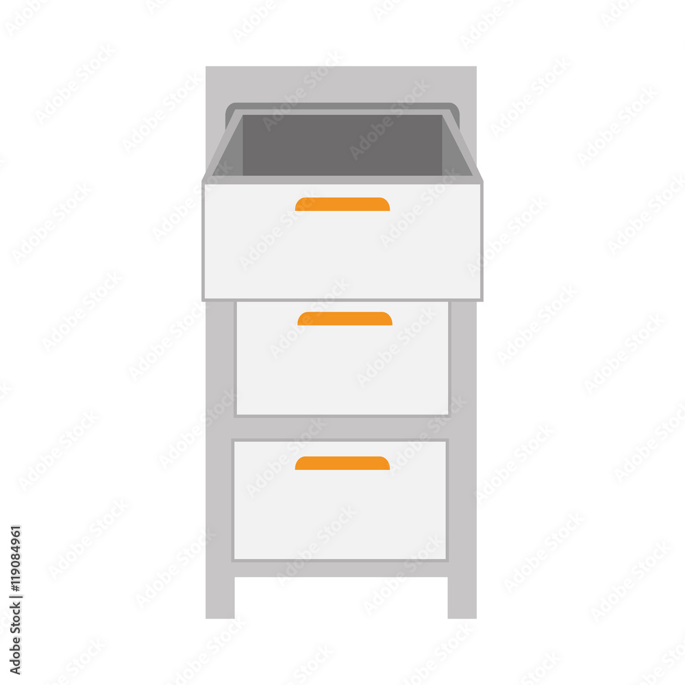 file cabinet office and desk furniture vector illustration