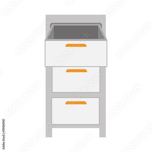 file cabinet office and desk furniture vector illustration