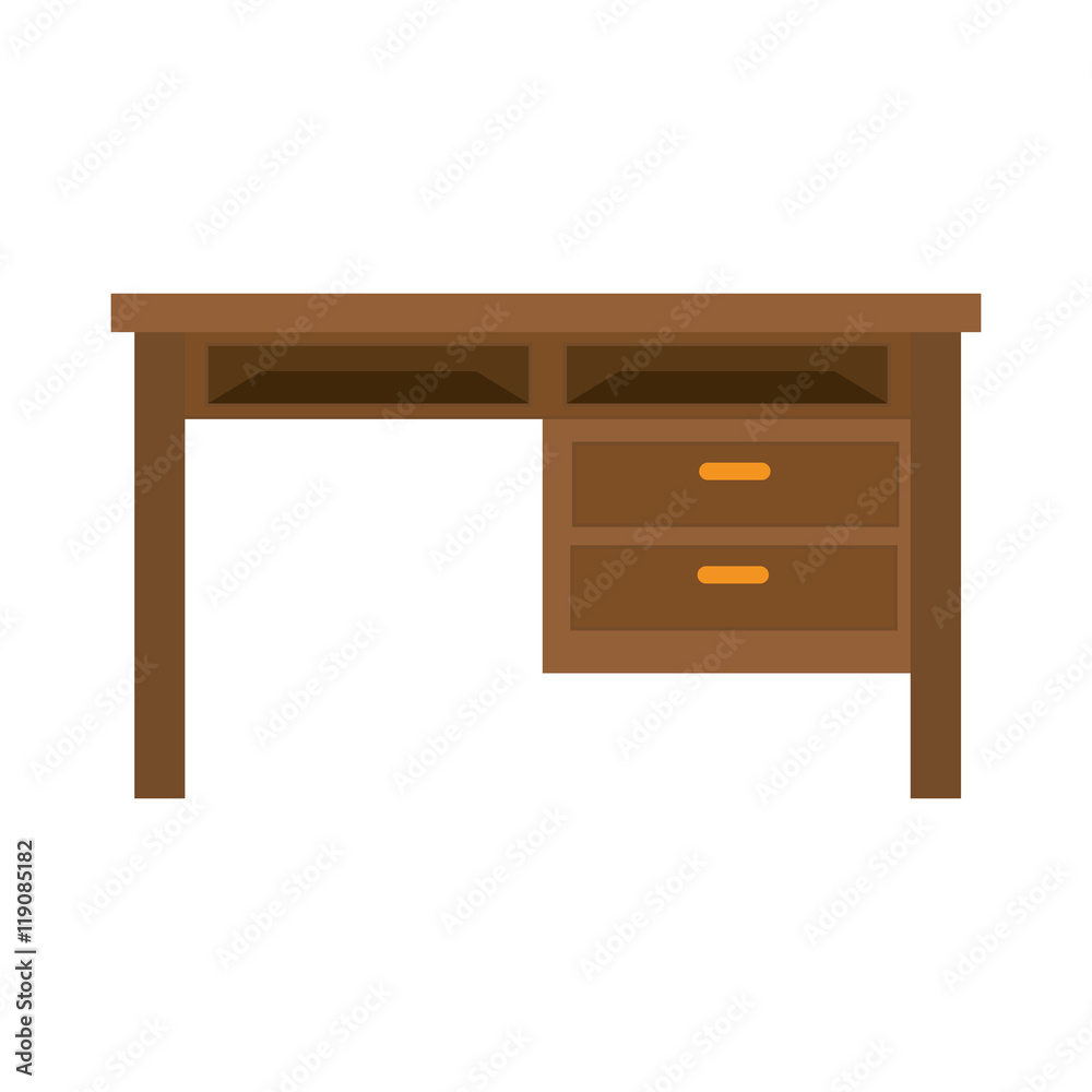 wooden desk home and office furniture item workplace vector illustration wooden desk home and office furniture item workplace vector illustration