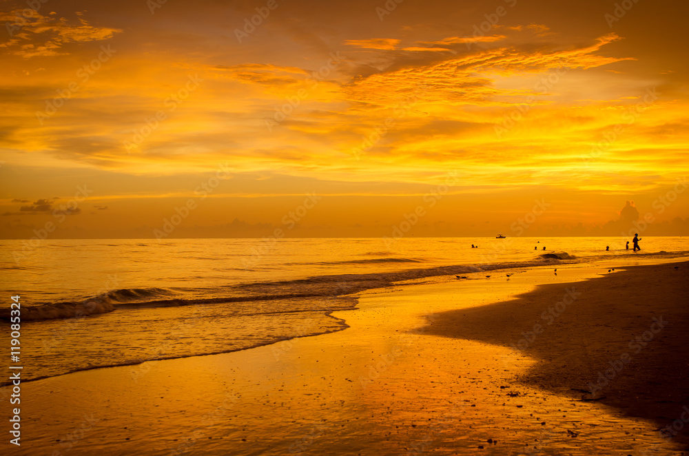 Stunning orange beach sunset Stunning orange beach sunset