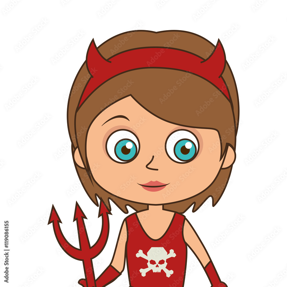 cute kid girl in a devil costume halloween season vector illustration cute kid girl in a devil costume halloween season vector illustration
