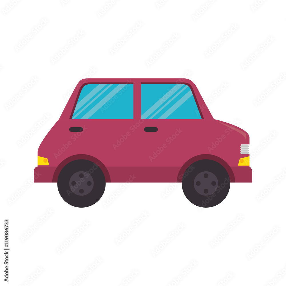 pink car vehicle transportation automobile side view vector illustration