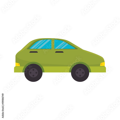 Fototapeta Naklejka Na Ścianę i Meble -  green car vehicle transportation automobile side view vector illustration