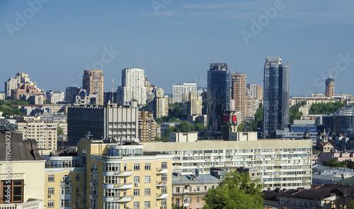 Kiev cityscape: view of Rusanovka district with water